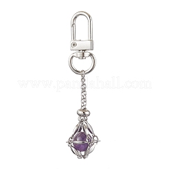 Stainless Steel Macrame Chain Pouch Round Natural Lapis Lazuli & Amethyst & Green Aventurine & Carnelian & Rose Quartz Holder Pendant Decorations&nbsp;HJEW-JM02047