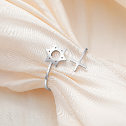 304 Stainless Steel Cuff Open Rings for Couple&nbsp;WGE2839-01