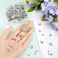 60Pcs 3 Styles 304 Stainless Steel Stud Earring Findings&nbsp;STAS-SP0001-58