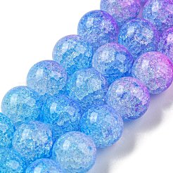 Spray Painted Crackle Glass Beads Strands&nbsp;DGLA-C002-10mm-05