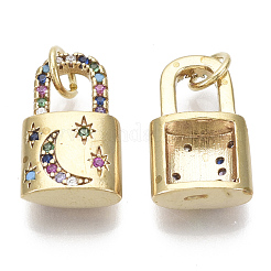 Brass Micro Pave Colorful Cubic Zirconia Pendants&nbsp;KK-S356-035G-NF
