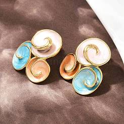 304 Stainless Steel Enamel Spiral Stud Earrings for Women&nbsp;EJEW-A138-03G