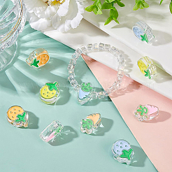60Pcs 6 Style Transparent Acrylic Enamel Beads&nbsp;ACRC-BC0001-01