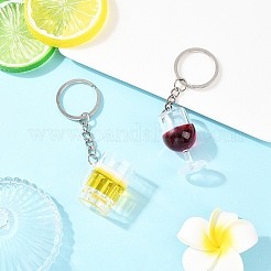 2Pcs 2 Colors Transparent Resin Drink Keychains&nbsp;KEYC-YW00240