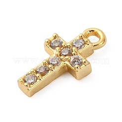 Brass Micro Pave Clear Cubic Zirconia Charms&nbsp;KK-V016-22A-G