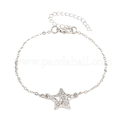Alloy Micro Pave Clear Cubic Zirconia Link Bracelets for Women&nbsp;AL-CBA3C8B-04P