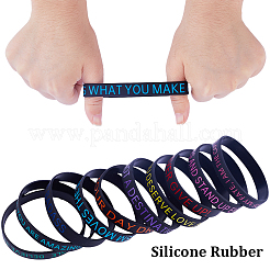 20Pcs 20 Style Motivational Quotes Silicone Cord Bracelets Wristbands&nbsp;BJEW-WH0020-51B