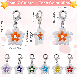 21Pcs 7 Colors Star Glass Seed Beaded Locking Stitch Markers&nbsp;HJEW-SC0001-53