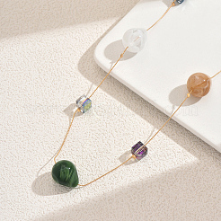 Geometric Acrylic Teardrop Cube & Iron Link Chain Long Necklaces for Women&nbsp;GF3300-1
