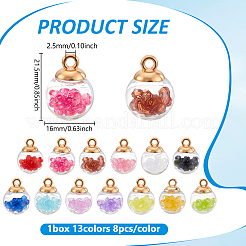 104Pcs 13 Colors Glass Globle Pendants&nbsp;GLAA-ME0001-29