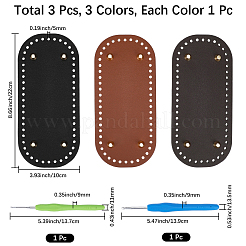 3Pcs 3 Colors Oval PU Leather Knitting Crochet Bags Nail Bottom Shaper Pad&nbsp;DIY-CL0002-16