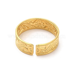 Ion Plating(IP) 304 Stainless Steel Cuff Wide Band Finger Rings&nbsp;RJEW-L107-009G