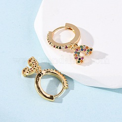 Rainbow Brass Micro Pave Cubic Zirconia Hoop Earrings&nbsp;EJEW-F384-13G