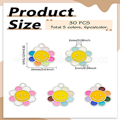 30Pcs 5 Colors Alloy Enamel Pendants&nbsp;ENAM-LP0002-17