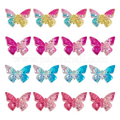 32Pcs 4 Colors Butterfly Transparent Resin Cabochons&nbsp;RESI-TA0004-44