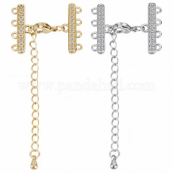 4 Sets 2 Colors Brass Micro Pave Cubic Zirconia Chain Extender&nbsp;ZIRC-BBC0003-66