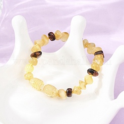 Natural Amber Beaded Stretch Bracelets for Baby&nbsp;BJEW-D462-04