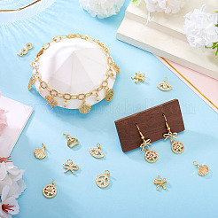 16Pcs 8 Styles Brass Micro Pave Cubic Zirconia Pendants&nbsp;KK-TA0002-30