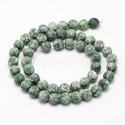 Natural Green Spot Jasper Round Bead Strands&nbsp;G-D678-8mm