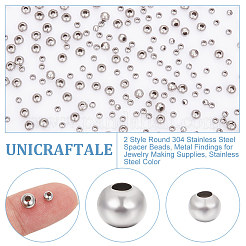 400Pcs 2 Style Round 304 Stainless Steel Spacer Beads&nbsp;STAS-UN0053-73