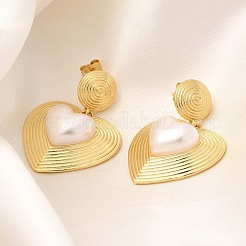 Rack Plating Heart Brass Dangle Stud Earrings&nbsp;EJEW-H143-16G