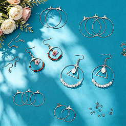 140Pcs 8 Styles 304 Stainless Steel Earring Hooks & Open Jump Rings Finding Kits&nbsp;STAS-PH0007-61