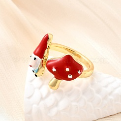 Brass Enamel Cuff Open Rings for Women&nbsp;RJEW-F184-10B-G