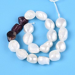 Natural Tourmaline Nuggets & Natural Cultured Freshwater Pearl Beads Strands&nbsp;PEAR-N023-01A-11