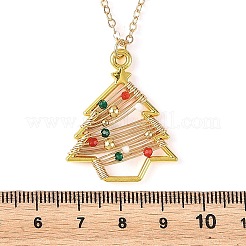 Zinc Alloy Glass Colorful Christmas Tree Pendant Brass Cable Chain Necklaces&nbsp;NJEW-TA00267