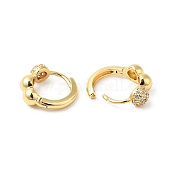 Clear Cubic Zirconia Half Round Beaded Hoop Earrings&nbsp;EJEW-G312-14G