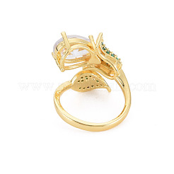 Crystal Rhinestone Flower of Life Open Cuff Ring with Cubic Zirconia&nbsp;RJEW-S049-019G