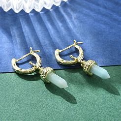 Natural Flower Amazonite Hoop Earrings&nbsp;EJEW-P306-01G-11