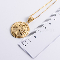 Stainless Steel Circular Tree of Life Pendant Necklaces&nbsp;WK5915