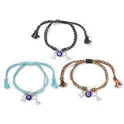 3Pcs 3 Colors Handmade Lampwork & Alloy Charm Bracelets&nbsp;BJEW-JB12749