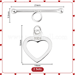 2Pcs 925 Sterling Silver Toggle Clasps&nbsp;FIND-PH0022-60