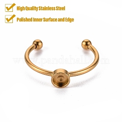 201 Stainless Steel Cuff Ring Findings&nbsp;STAS-S080-042A-G