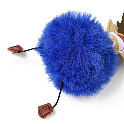 Imitation Rex Rabbit Fur & PU Leather Christmas Reindeer Pendant Keychain&nbsp;KEYC-K018-03KCG-03