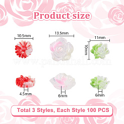 300pcs 3 styles Luminous Transparent Resin Decoden Cabochons&nbsp;RESI-PH0002-21