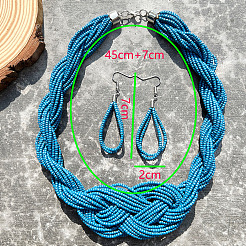 Bohemian Style Glass Seed Beaded Multilayer Necklaces & Teardrop Dangle Earrings Sets&nbsp;WGC6644-02