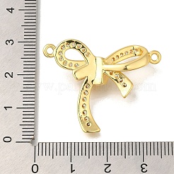 Rack Plating Brass Pave Clear Cubic Zirconia Bowknot Connector Charms&nbsp;KK-I716-28G