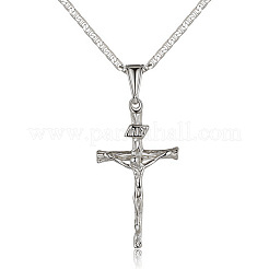 Brass Religion Jesus Cross Pendant Necklaces for Women Men&nbsp;FS-WGB920B-01