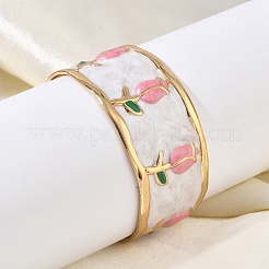 304 Stainless Steel Enamel Cuff Bangles for Women&nbsp;BJEW-F541-01G