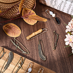 10Pcs 5 Styles Tibetan Style Alloy Brooches&nbsp;JEWB-SC0001-57