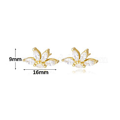 Brass Micro Pave Clear Cubic Zirconia Stud Earrings&nbsp;WGA8374-01