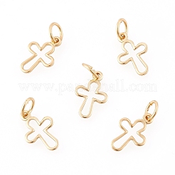 Brass Tiny Cross Charms&nbsp;X-KK-G258-02-NR
