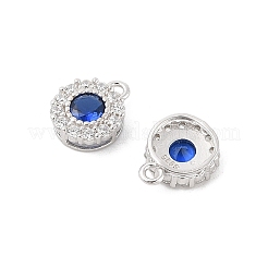 925 Sterling Silver Clear & Dark Blue Cubic Zirconia Flat Round Charms&nbsp;STER-NH0001-78P