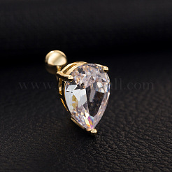 Teardrop 316L Surgical Stainless Steel Pave Cubic Zirconia Curved Barbell Belly Rings&nbsp;FS-WG221AF-02