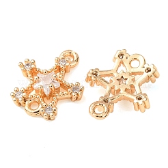 Brass Pave Clear Cubic Zirconia Connector Charms&nbsp;CU-CBAEC99-08G