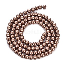 Baking Paint Pearlized Glass Pearl Round Bead Strands&nbsp;LS-HY-Q330-8mm-30