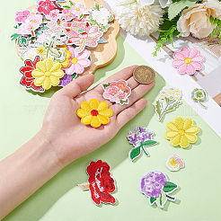 36Pcs Flower Polyester Computerized Embroidery Cloth Iron on/Sew on Patches&nbsp;PATC-WH0021-042